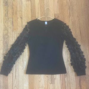 black formal shirt with shear floral long sleeves